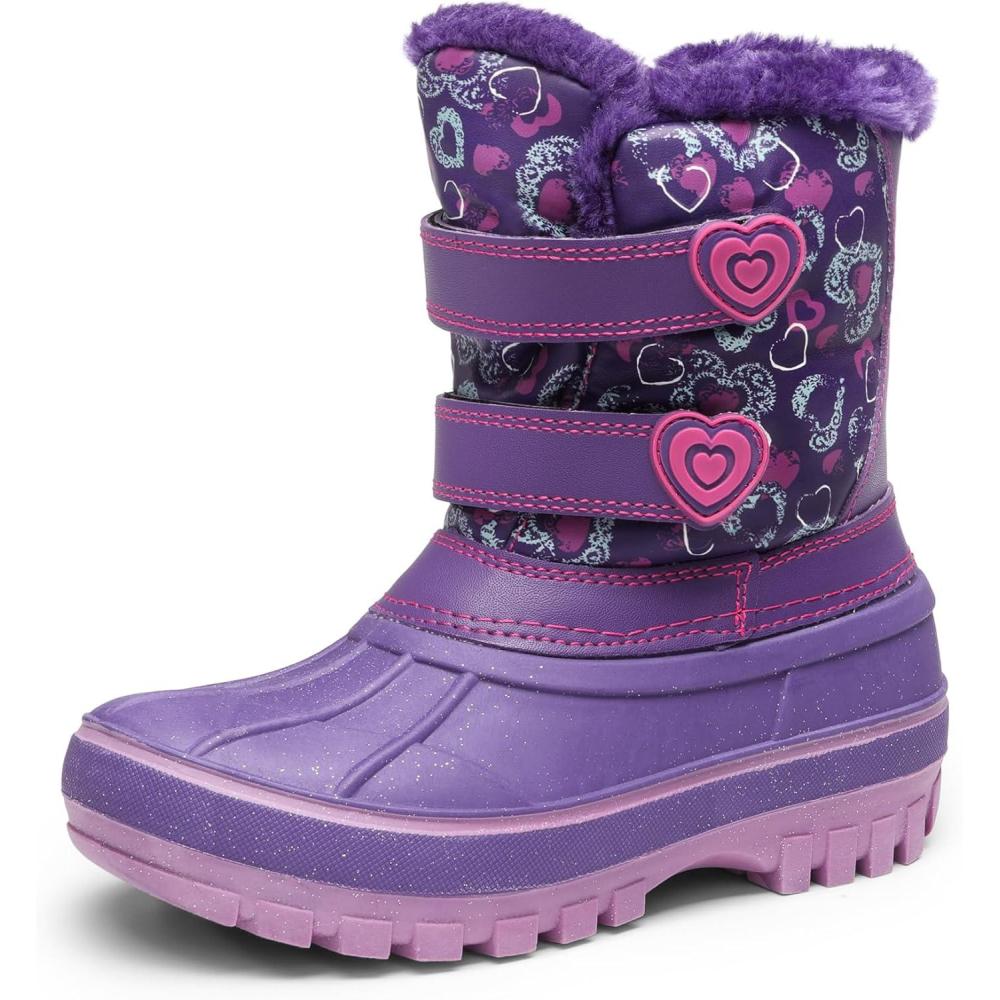 imageDREAM PAIRS Boys Girls Snow Boots WaterResistant Outdoor Sport Warm Cozy AntiSlip Cute Ankle Winter Shoes for ToddlerLittleBig KidPurple