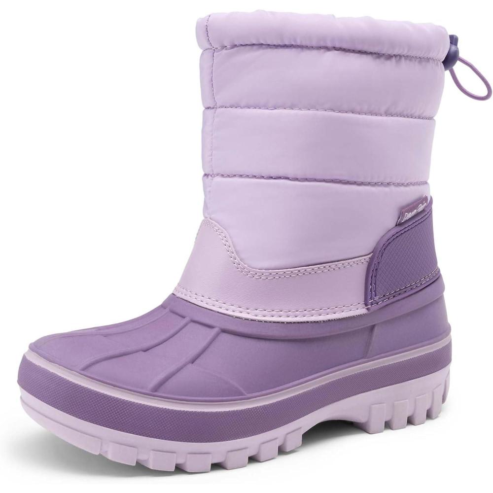 imageDREAM PAIRS Boys Girls Snow Boots WaterResistant Outdoor Warm Cozy AntiSlip Mid Calf Faux Fur Lining Winter Shoes for ToddlerLittleBig KidsPurple