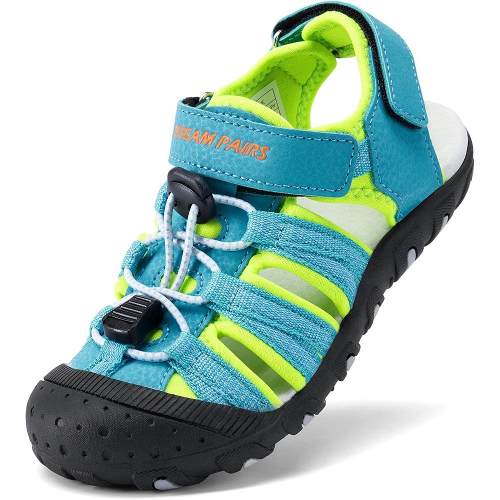 imageDREAM PAIRS Boys Girls Summer Outdoor Athletic Sport Sandals Hiking Beach Casual Closed Toe Adjustable Multicolor for ToddlerLittleBig KidsRainbowBlue