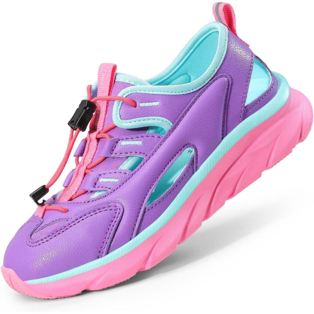 imageDREAM PAIRS Boys Girls Summer Outdoor Athletic Sport Sandals for LittleBig KidsPurplePinkBlue