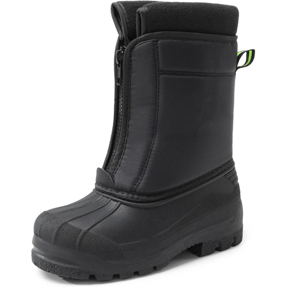 imageDREAM PAIRS Boys Girls Waterproof Winter Snow BootsBlackNeonGreen