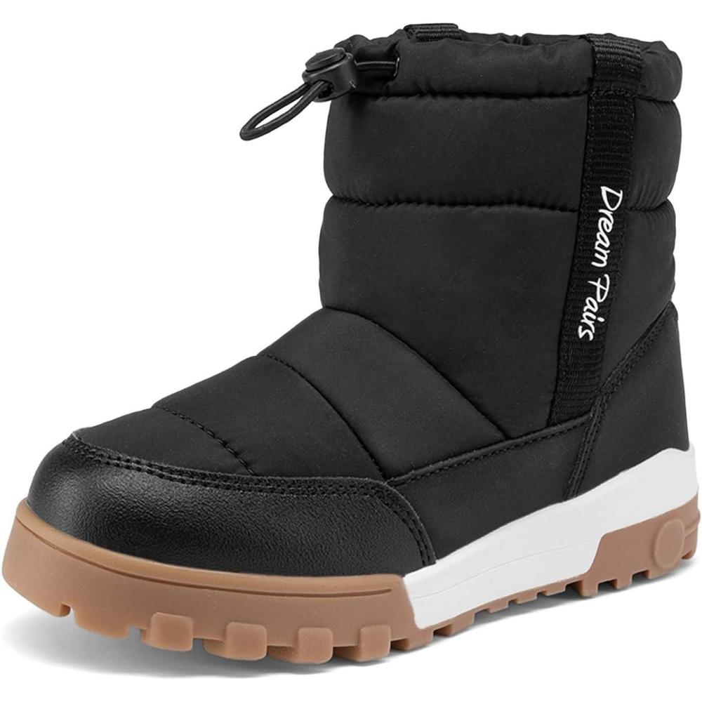 imageDREAM PAIRS Boys Girls Winter Snow Boots Slip Resistant Outdoor Cold Weather Boots with Faux Fur LiningBlack