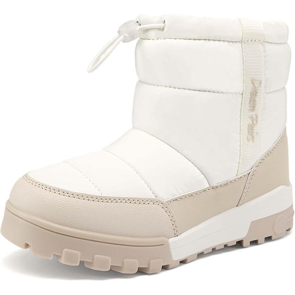 imageDREAM PAIRS Boys Girls Winter Snow Boots Slip Resistant Outdoor Cold Weather Boots with Faux Fur LiningWhite