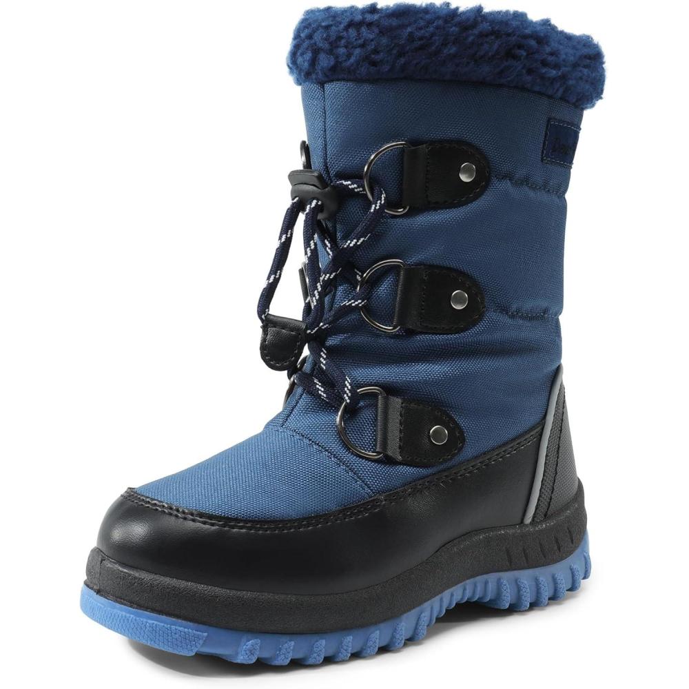 imageDREAM PAIRS Boys Snow Boots Camouflage Slip Resistant Faux Fur Lined Winter Shoes for LittleBig KidDark Blue