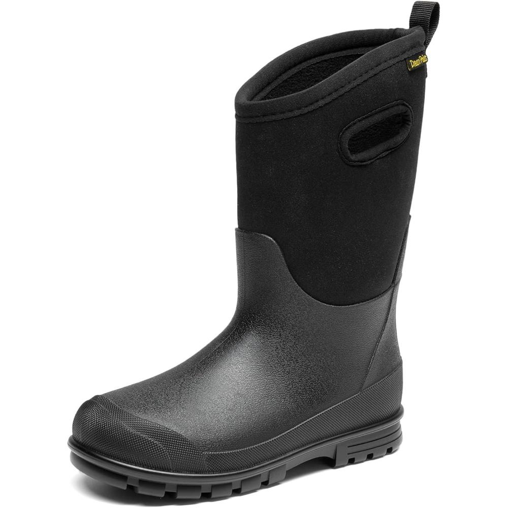 imageDREAM PAIRS Boys Waterproof Boots Outdoor Shoes with Handles for Rain Snow Winter Mud and Cold Weather for LittleBig KidsBlack