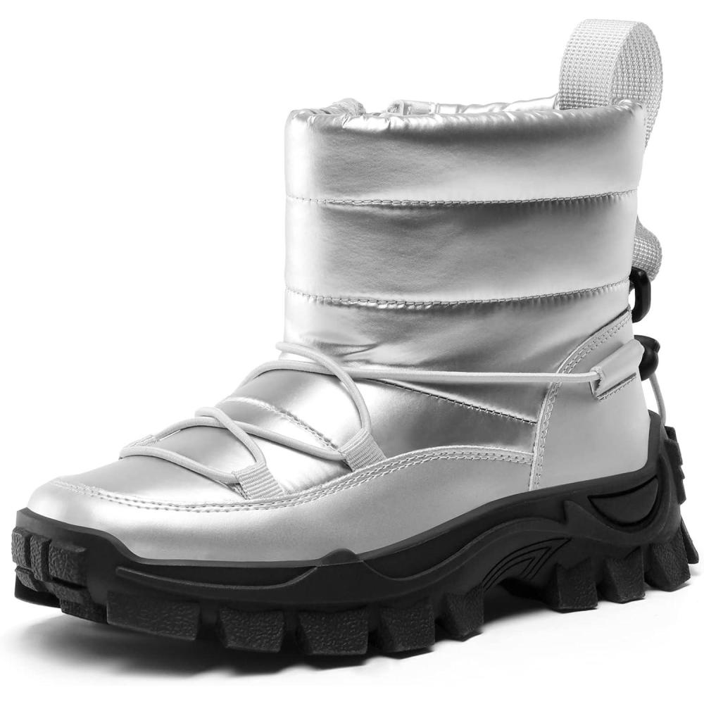 imageDREAM PAIRS Girls Boys Snow Boots Slip Resistant Outdoor Warm Ankle Winter Shoes ToddlerLittle KidSliver