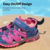 DREAM PAIRS Boys Girls Closed-Toe Outdoor Summer Sport Sandals for Little/Big Kid(Dark Blue/Hot Pink)