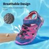 DREAM PAIRS Boys Girls Closed-Toe Outdoor Summer Sport Sandals for Little/Big Kid(Dark Blue/Hot Pink)