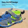 DREAM PAIRS Boys Girls Closed-Toe Outdoor Summer Sport Sandals for Little/Big Kid(Grey/Green/Blue)