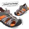 DREAM PAIRS Boys Girls Outdoor Summer Sport Athletic Sandals for Little/Big Kid(Dark/Grey/Orange)