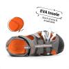 DREAM PAIRS Boys Girls Outdoor Summer Sport Athletic Sandals for Little/Big Kid(Dark/Grey/Orange)