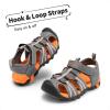 DREAM PAIRS Boys Girls Outdoor Summer Sport Athletic Sandals for Little/Big Kid(Dark/Grey/Orange)