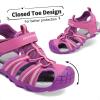 DREAM PAIRS Boys Girls Outdoor Summer Sport Athletic Sandals for Little/Big Kid(Fuchsia/Light/Grey)