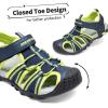 DREAM PAIRS Boys Girls Outdoor Summer Sport Athletic Sandals for Little/Big Kid(Navy/Neon Green)