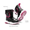 DREAM PAIRS Boys Girls Snow Boots Water Resistant Non-Slip Mid Calf Lightweight Athletic Outdoor Warm Winter Shoes for Little/Big Kids(Black/Hot Pink)