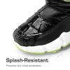DREAM PAIRS Boys Girls Snow Boots Water Resistant Non-Slip Mid Calf Lightweight Athletic Outdoor Warm Winter Shoes for Little/Big Kids(Black/Neon Green)