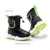 DREAM PAIRS Boys Girls Snow Boots Water Resistant Non-Slip Mid Calf Lightweight Athletic Outdoor Warm Winter Shoes for Little/Big Kids(Black/Neon Green)