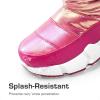 DREAM PAIRS Boys Girls Snow Boots Water Resistant Non-Slip Mid Calf Lightweight Athletic Outdoor Warm Winter Shoes for Little/Big Kids(Hot Pink/Rainbow Silver)