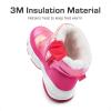 DREAM PAIRS Boys Girls Snow Boots Water Resistant Non-Slip Mid Calf Lightweight Athletic Outdoor Warm Winter Shoes for Little/Big Kids(Hot Pink/Rainbow Silver)
