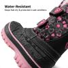 DREAM PAIRS Boys Girls Snow Boots Water-Resistant Outdoor Sport Warm Cozy Anti-Slip Cute Ankle Winter Shoes for Toddler/Little/Big Kid(Black/Pink)