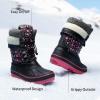 DREAM PAIRS Boys Girls Snow Boots Water-Resistant Outdoor Warm Cozy Anti-Slip Mid Calf Faux Fur Lining Insulated Winter Shoes for Little/Big Kids(Black/Fuxia)