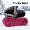 DREAM PAIRS Boys Girls Snow Boots Water-Resistant Outdoor Warm Cozy Anti-Slip Mid Calf Faux Fur Lining Insulated Winter Shoes for Little/Big Kids(Black/Fuxia)