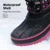 DREAM PAIRS Boys Girls Snow Boots Water-Resistant Outdoor Warm Cozy Anti-Slip Mid Calf Faux Fur Lining Insulated Winter Shoes for Little/Big Kids(Black/Fuxia)