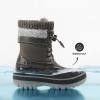 DREAM PAIRS Boys Girls Snow Boots Water-Resistant Outdoor Warm Cozy Anti-Slip Mid Calf Faux Fur Lining Insulated Winter Shoes for Little/Big Kids(Black/Grey)