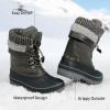 DREAM PAIRS Boys Girls Snow Boots Water-Resistant Outdoor Warm Cozy Anti-Slip Mid Calf Faux Fur Lining Insulated Winter Shoes for Little/Big Kids(Black/Grey)