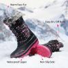 DREAM PAIRS Boys Girls Snow Boots Water-Resistant Outdoor Warm Cozy Anti-Slip Mid Calf Faux Fur Lining Insulated Winter Shoes for Little/Big Kids(Black/Pink)