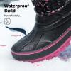 DREAM PAIRS Boys Girls Snow Boots Water-Resistant Outdoor Warm Cozy Anti-Slip Mid Calf Faux Fur Lining Insulated Winter Shoes for Little/Big Kids(Black/Pink)