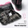 DREAM PAIRS Boys Girls Snow Boots Water-Resistant Outdoor Warm Cozy Anti-Slip Mid Calf Faux Fur Lining Insulated Winter Shoes for Little/Big Kids(Black/Pink)