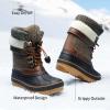 DREAM PAIRS Boys Girls Snow Boots Water-Resistant Outdoor Warm Cozy Anti-Slip Mid Calf Faux Fur Lining Insulated Winter Shoes for Little/Big Kids(Brown)
