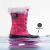 DREAM PAIRS Boys Girls Snow Boots Water-Resistant Outdoor Warm Cozy Anti-Slip Mid Calf Faux Fur Lining Insulated Winter Shoes for Little/Big Kids(Fuchsia)