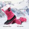 DREAM PAIRS Boys Girls Snow Boots Water-Resistant Outdoor Warm Cozy Anti-Slip Mid Calf Faux Fur Lining Insulated Winter Shoes for Little/Big Kids(Fuchsia)