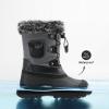 DREAM PAIRS Boys Girls Snow Boots Water-Resistant Outdoor Warm Cozy Anti-Slip Mid Calf Faux Fur Lining Insulated Winter Shoes for Little/Big Kids(Grey/Black)
