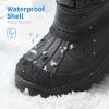 DREAM PAIRS Boys Girls Snow Boots Water-Resistant Outdoor Warm Cozy Anti-Slip Mid Calf Faux Fur Lining Insulated Winter Shoes for Little/Big Kids(Grey/Black)