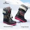 DREAM PAIRS Boys Girls Snow Boots Water-Resistant Outdoor Warm Cozy Anti-Slip Mid Calf Faux Fur Lining Insulated Winter Shoes for Little/Big Kids(Grey/Fuchsia)