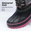 DREAM PAIRS Boys Girls Snow Boots Water-Resistant Outdoor Warm Cozy Anti-Slip Mid Calf Faux Fur Lining Insulated Winter Shoes for Little/Big Kids(Grey/Fuchsia)