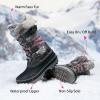 DREAM PAIRS Boys Girls Snow Boots Water-Resistant Outdoor Warm Cozy Anti-Slip Mid Calf Faux Fur Lining Insulated Winter Shoes for Little/Big Kids(Grey/Multi)