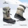 DREAM PAIRS Boys Girls Snow Boots Water-Resistant Outdoor Warm Cozy Anti-Slip Mid Calf Faux Fur Lining Insulated Winter Shoes for Little/Big Kids(Lt Grey)