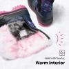 DREAM PAIRS Boys Girls Snow Boots Water-Resistant Outdoor Warm Cozy Anti-Slip Mid Calf Faux Fur Lining Insulated Winter Shoes for Little/Big Kids(Navy/Fuchsia)