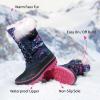 DREAM PAIRS Boys Girls Snow Boots Water-Resistant Outdoor Warm Cozy Anti-Slip Mid Calf Faux Fur Lining Insulated Winter Shoes for Little/Big Kids(Navy/Fuchsia)