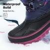 DREAM PAIRS Boys Girls Snow Boots Water-Resistant Outdoor Warm Cozy Anti-Slip Mid Calf Faux Fur Lining Insulated Winter Shoes for Little/Big Kids(Navy/Fuchsia)