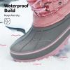 DREAM PAIRS Boys Girls Snow Boots Water-Resistant Outdoor Warm Cozy Anti-Slip Mid Calf Faux Fur Lining Insulated Winter Shoes for Little/Big Kids(Pink)