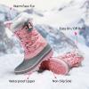DREAM PAIRS Boys Girls Snow Boots Water-Resistant Outdoor Warm Cozy Anti-Slip Mid Calf Faux Fur Lining Insulated Winter Shoes for Little/Big Kids(Pink)