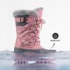 DREAM PAIRS Boys Girls Snow Boots Water-Resistant Outdoor Warm Cozy Anti-Slip Mid Calf Faux Fur Lining Insulated Winter Shoes for Little/Big Kids(Pink)