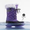 DREAM PAIRS Boys Girls Snow Boots Water-Resistant Outdoor Warm Cozy Anti-Slip Mid Calf Faux Fur Lining Insulated Winter Shoes for Little/Big Kids(Purple)