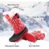 DREAM PAIRS Boys Girls Snow Boots Water-Resistant Outdoor Warm Cozy Anti-Slip Mid Calf Faux Fur Lining Insulated Winter Shoes for Little/Big Kids(Red/Black)