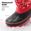 DREAM PAIRS Boys Girls Snow Boots Water-Resistant Outdoor Warm Cozy Anti-Slip Mid Calf Faux Fur Lining Insulated Winter Shoes for Little/Big Kids(Red/Black)